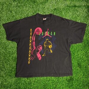 RARE 80s Michael Jordan Nike Gray Tag Vintage Single Stitch Neon Air Graphic Tee